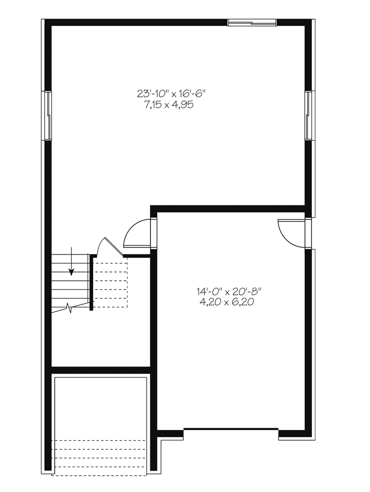 Contemporary Modern Lower Level of Plan 76362