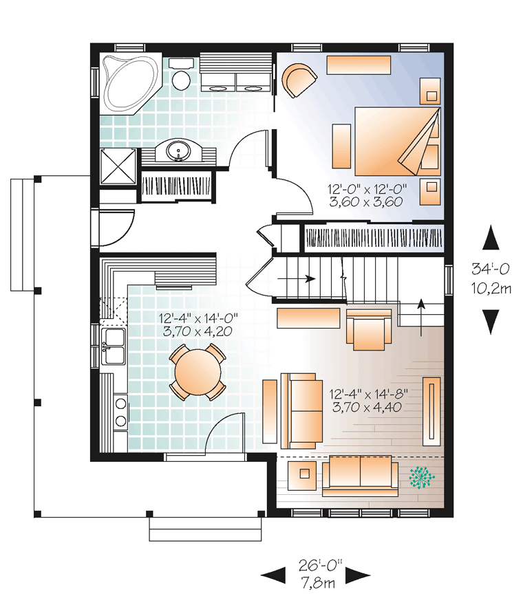 Cottage Craftsman Level One of Plan 76363