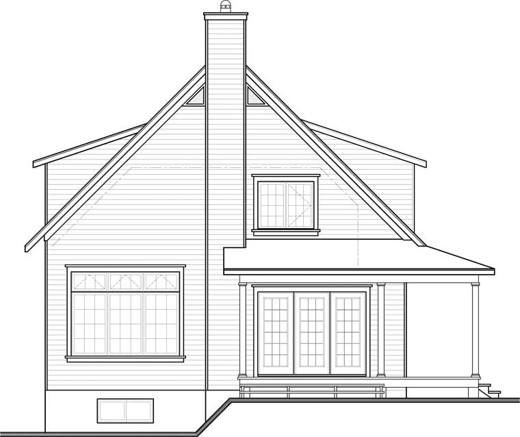 Country Rear Elevation of Plan 76364