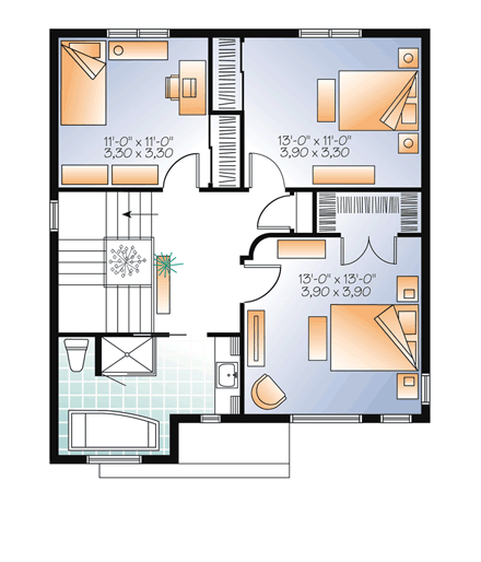 House Plan 76366 Second Level Plan