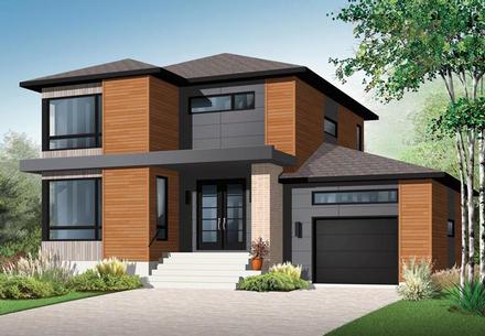 Contemporary Elevation of Plan 76367