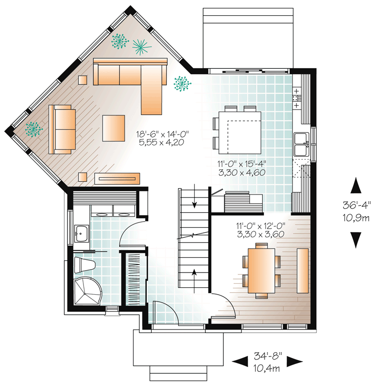Contemporary Modern Level One of Plan 76369