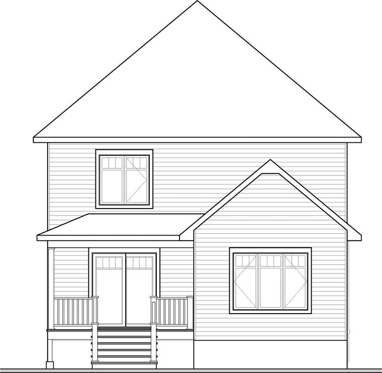 European Rear Elevation of Plan 76371