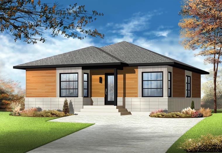 Plan 76381 | Contemporary Style with 2 Bed, 1 Bath