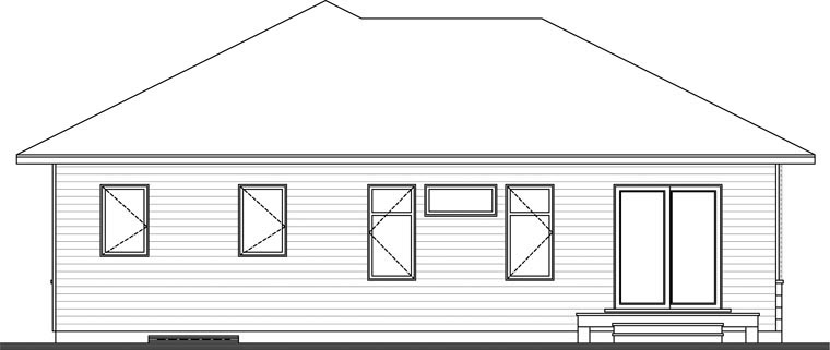 Contemporary Rear Elevation of Plan 76383