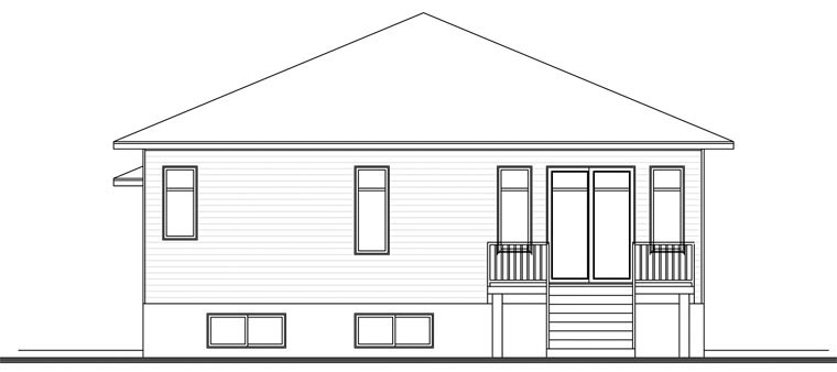 Contemporary Rear Elevation of Plan 76389