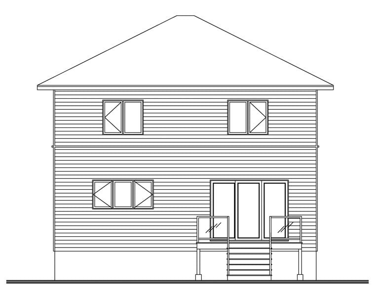 Contemporary Rear Elevation of Plan 76392