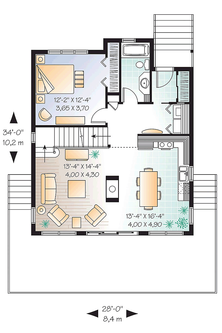 Cabin Contemporary Level One of Plan 76407