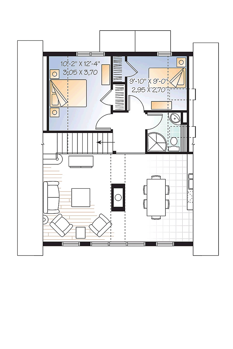 Cabin Contemporary Level Two of Plan 76407