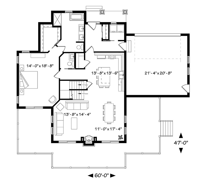 Coastal Contemporary Cottage Traditional Level One of Plan 76408