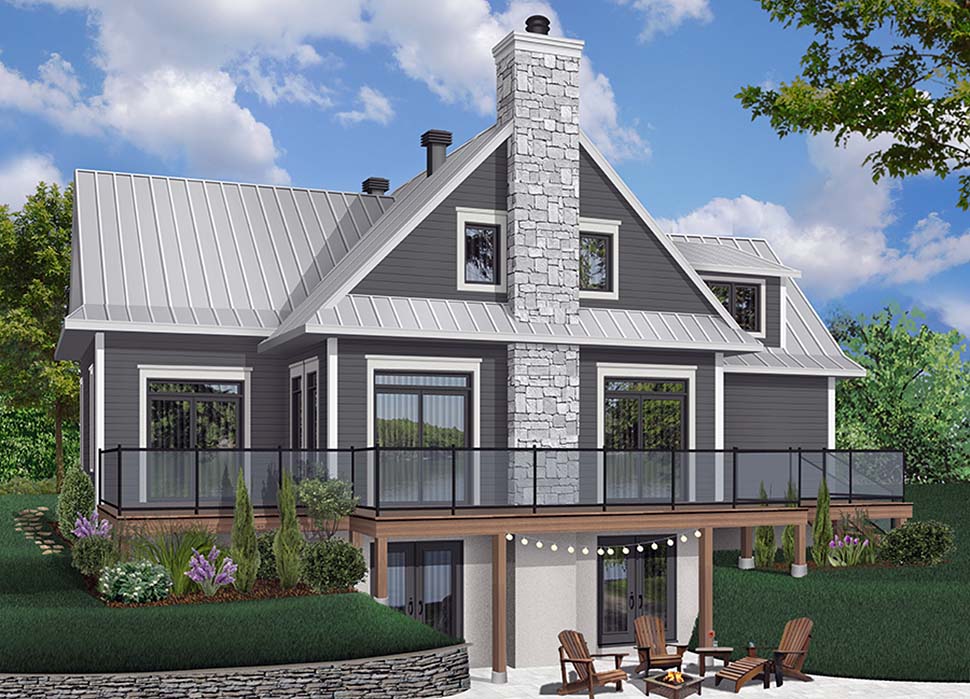 Coastal Contemporary Cottage Traditional Rear Elevation of Plan 76408