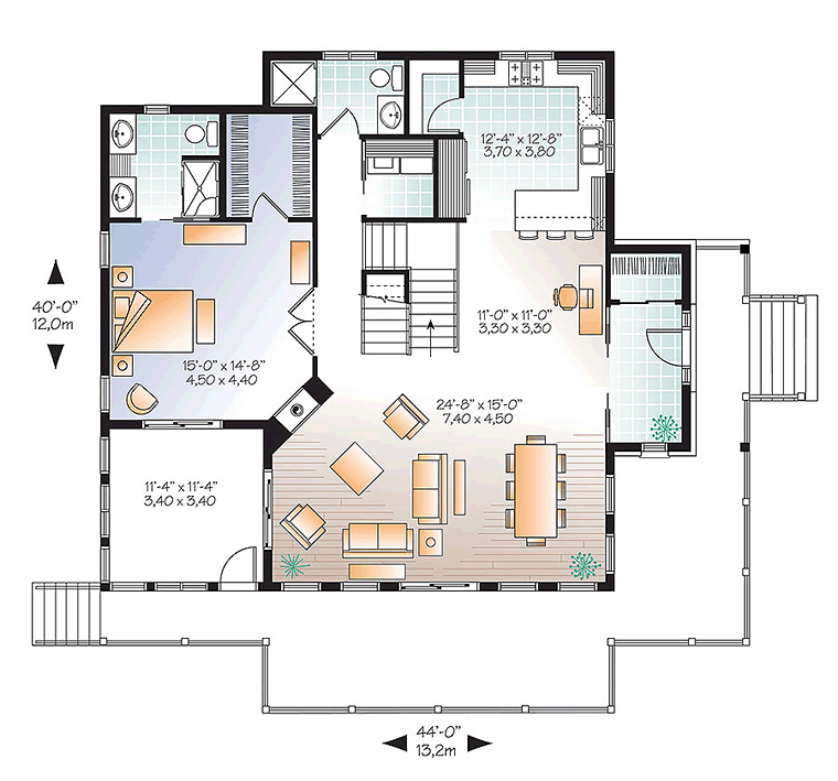 Coastal Contemporary Country Traditional Level One of Plan 76410