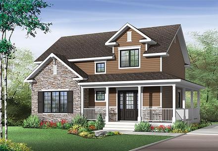 Country Craftsman Farmhouse Elevation of Plan 76416