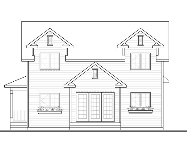 Country Craftsman Farmhouse Rear Elevation of Plan 76416