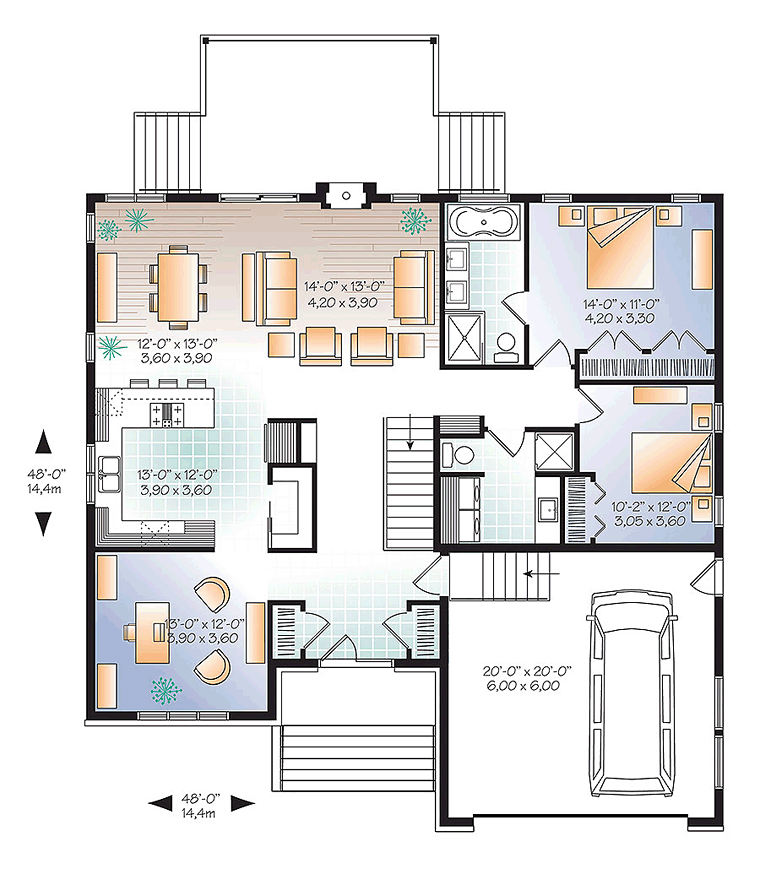 Contemporary Southwest Level One of Plan 76432