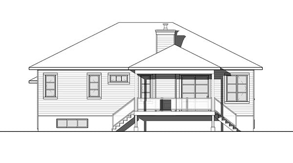 Contemporary Southwest Rear Elevation of Plan 76432