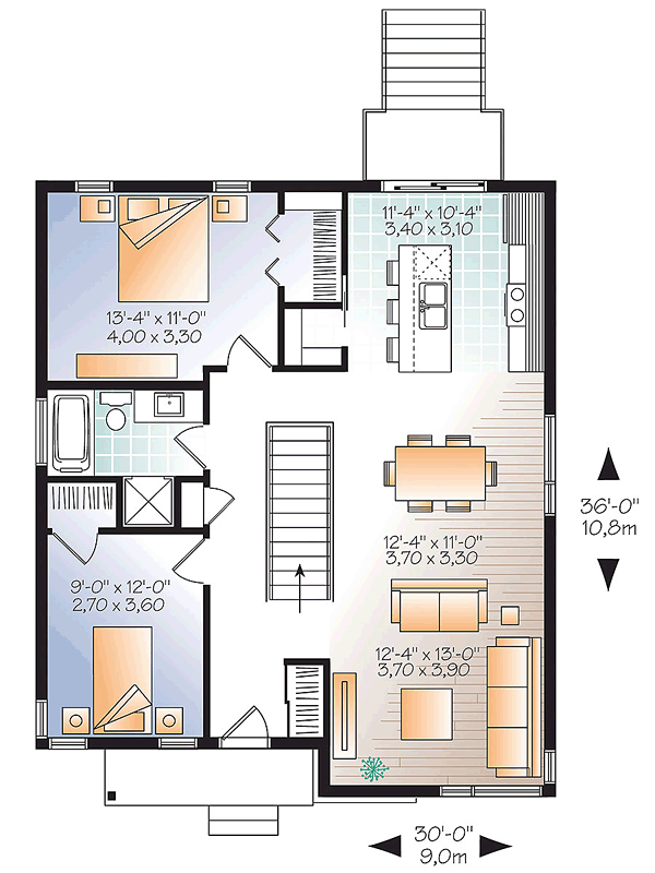 Contemporary Cottage Modern Level One of Plan 76436