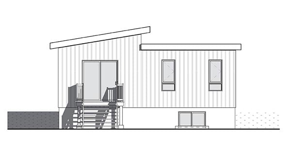 Contemporary Cottage Modern Rear Elevation of Plan 76436