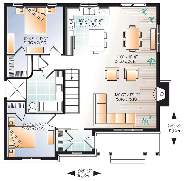 Ranch Traditional Level One of Plan 76439