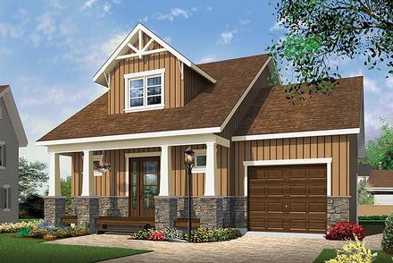 Cape Cod Cottage Country Craftsman Elevation of Plan 76462