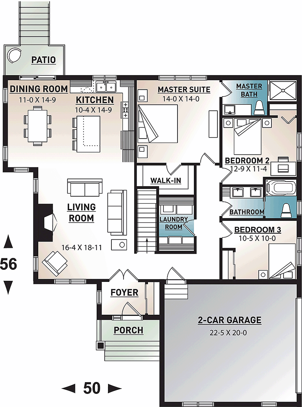 Bungalow Cottage Country Craftsman Level One of Plan 76464