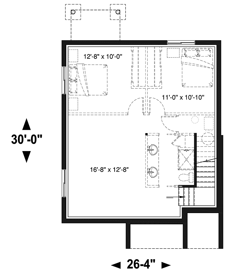 Contemporary Modern Lower Level of Plan 76469