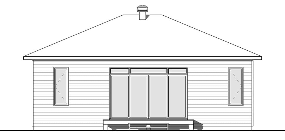 Contemporary Plan with 1178 Sq. Ft., 1 Bedrooms, 1 Bathrooms Rear Elevation