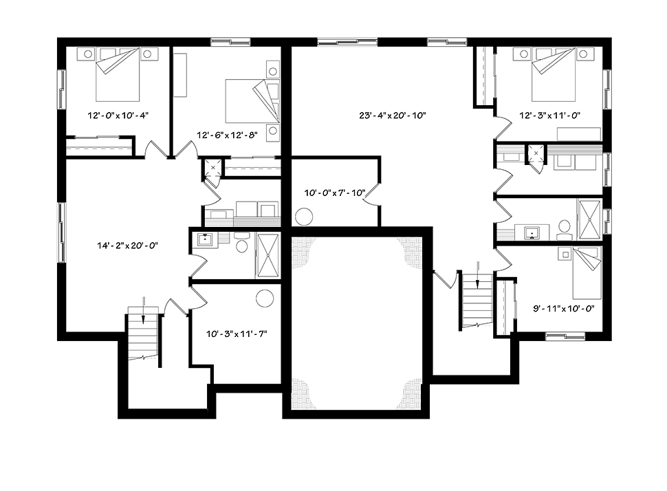 Contemporary Lower Level of Plan 76475