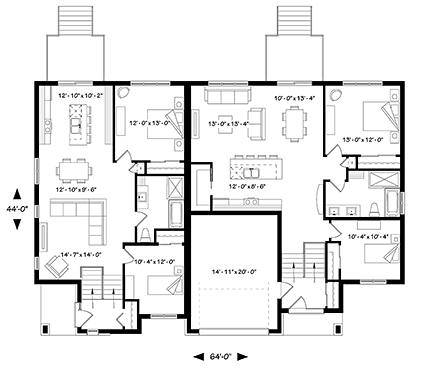 Multi-Family Plan 76475 First Level Plan