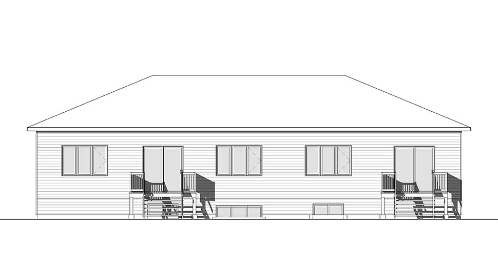 Contemporary Rear Elevation of Plan 76475