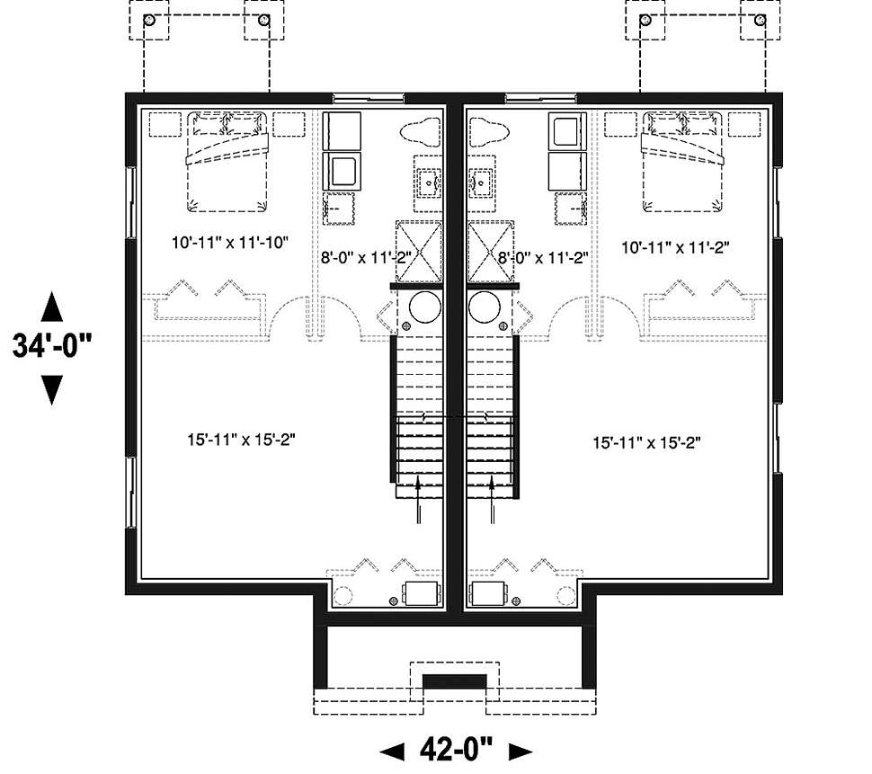Contemporary Modern Lower Level of Plan 76476
