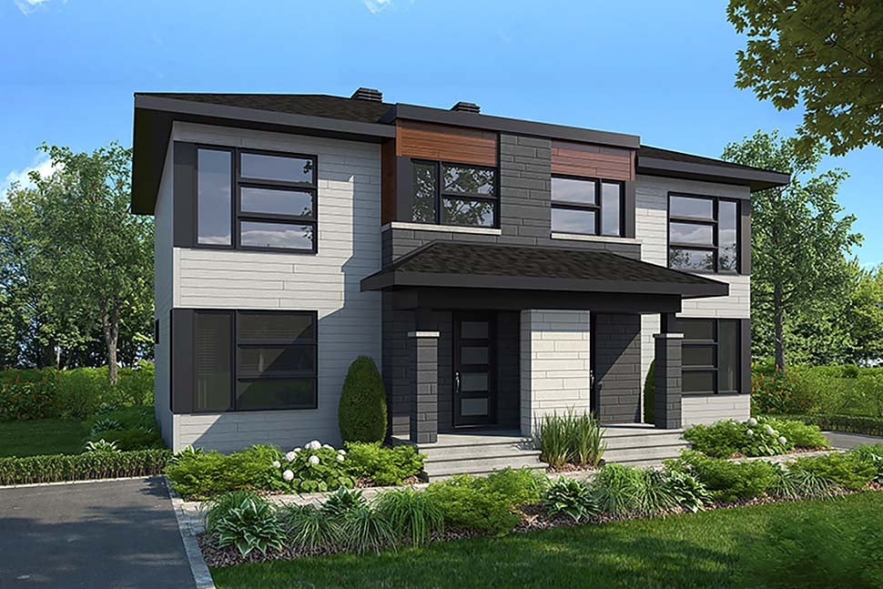Modern Style Multi Family Plan 76476 with 2760 Sq Ft