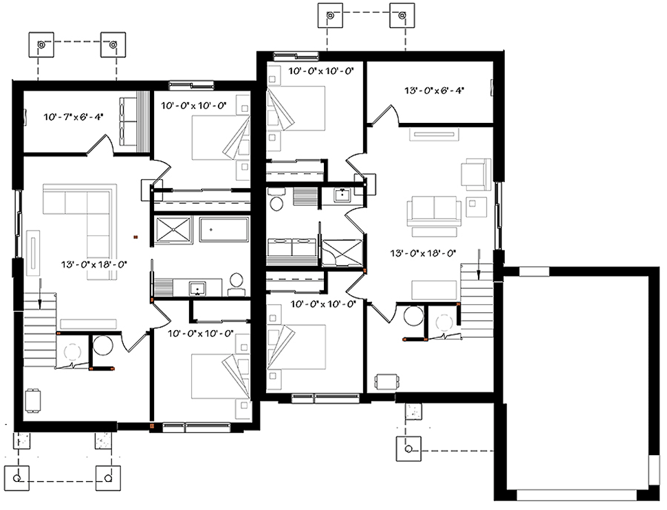 Contemporary Modern Lower Level of Plan 76477
