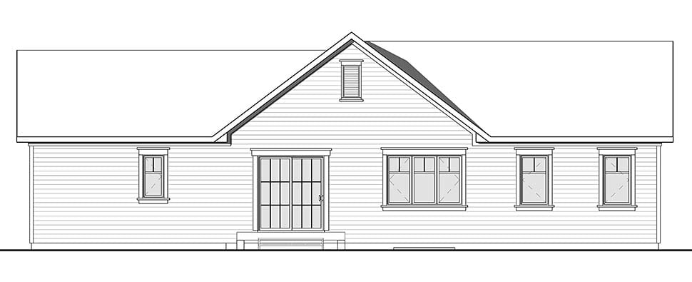 Cottage Country Craftsman Ranch Rear Elevation of Plan 76478