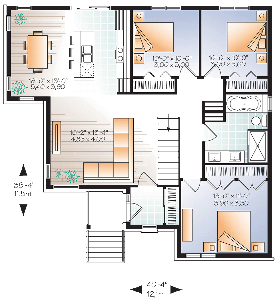 French Country Ranch Level One of Plan 76479