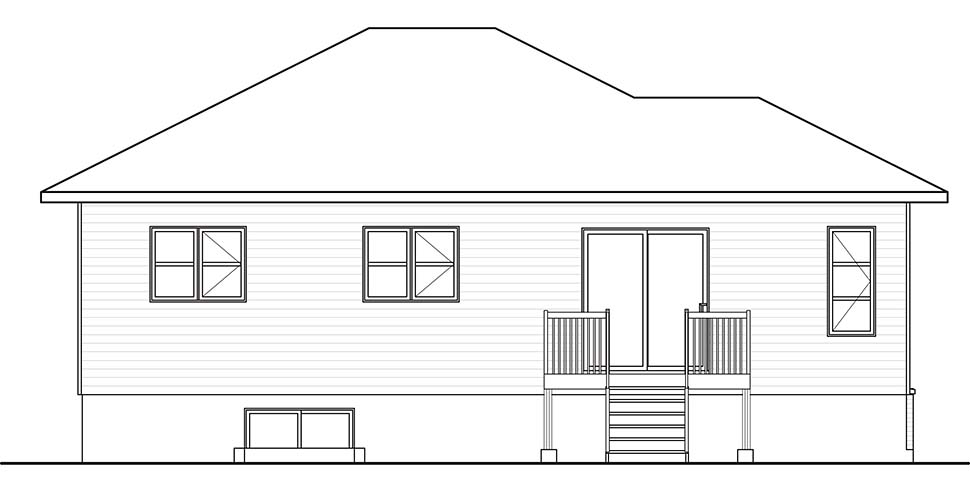 French Country Ranch Rear Elevation of Plan 76479