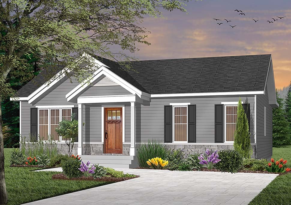 Traditional Style House Plan 76481 With 3 Bed 1 Bath