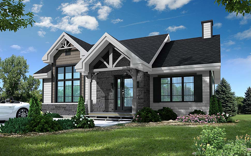 Bungalow, Cottage, Country, Craftsman Plan with 1102 Sq. Ft., 2 Bedrooms, 1 Bathrooms Elevation