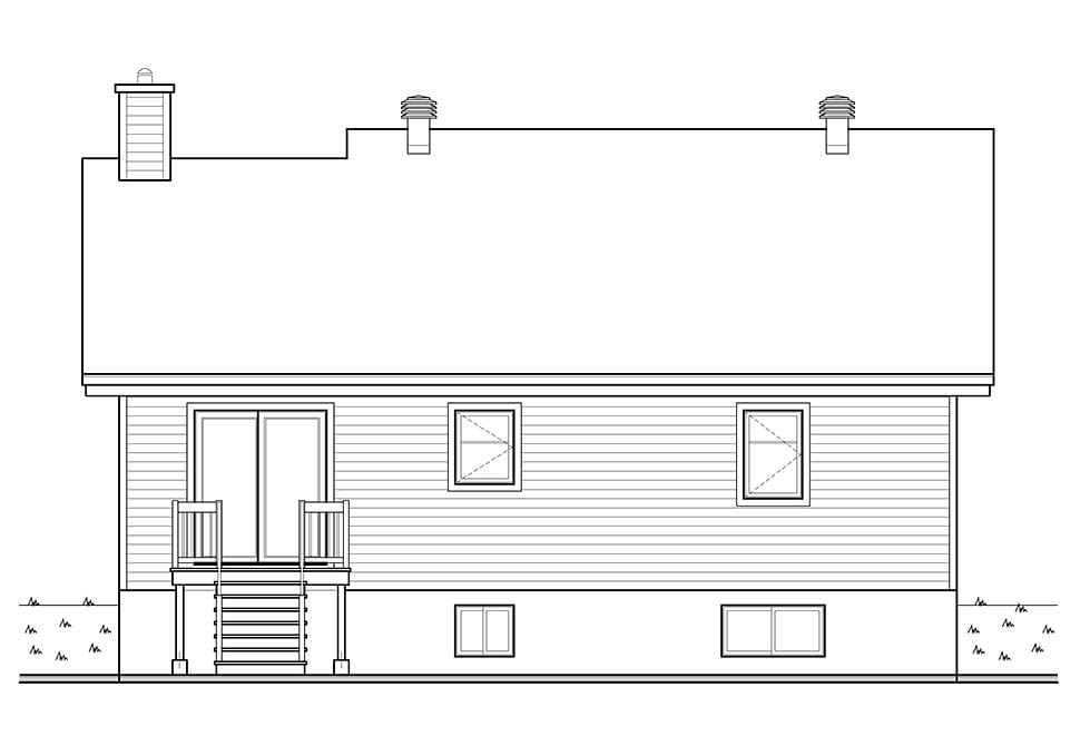 Bungalow Cottage Country Craftsman Rear Elevation of Plan 76482