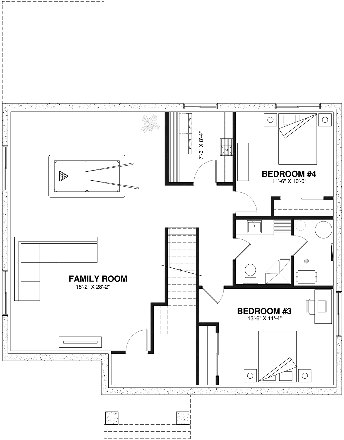 Craftsman Ranch Lower Level of Plan 76483