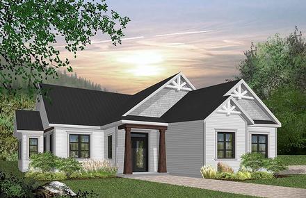 Country Craftsman Farmhouse Ranch Traditional Elevation of Plan 76485