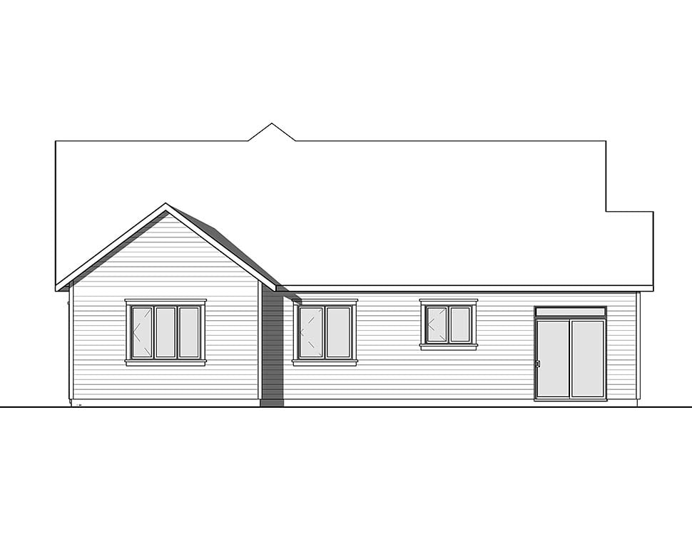 Country Craftsman Farmhouse Ranch Traditional Rear Elevation of Plan 76485