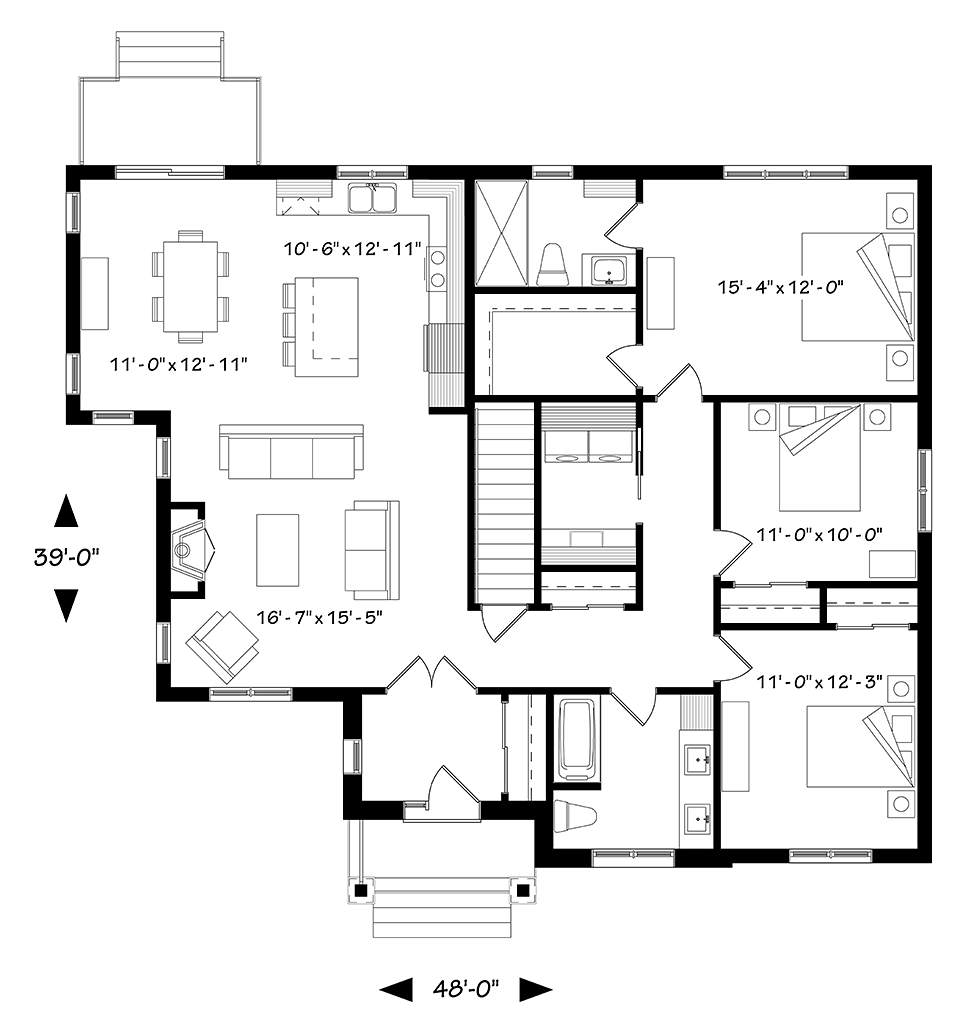 Country Craftsman Modern Ranch Level One of Plan 76487