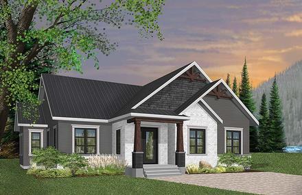Country Craftsman Modern Ranch Elevation of Plan 76487