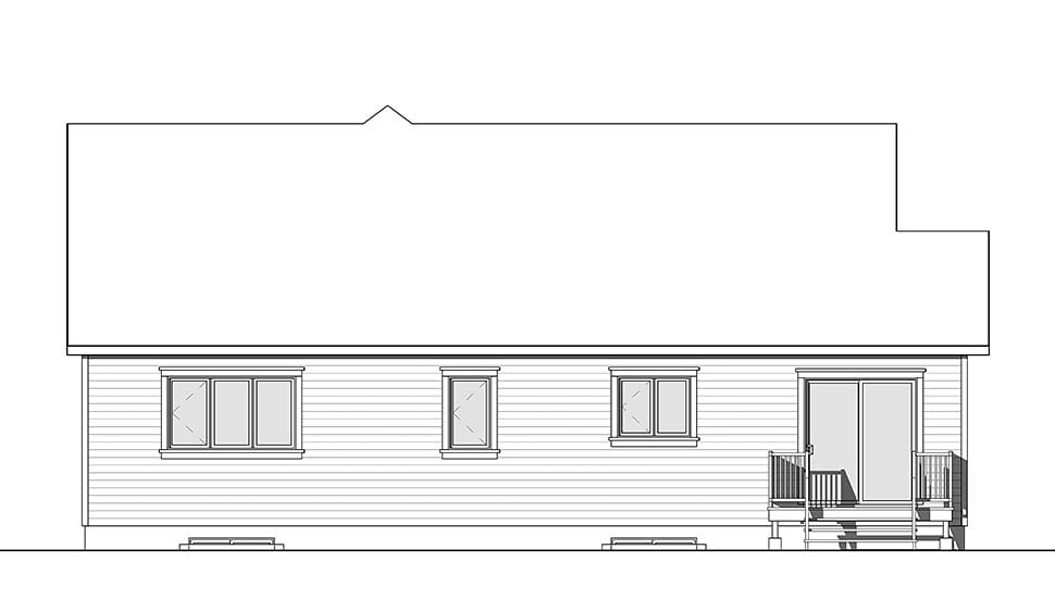 Country Craftsman Modern Ranch Rear Elevation of Plan 76487