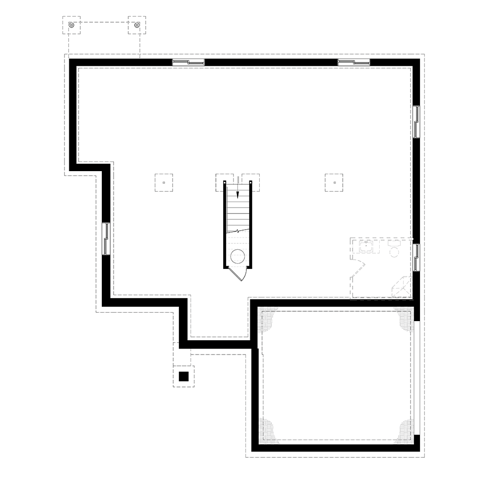 Country Craftsman Farmhouse Lower Level of Plan 76489