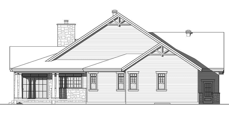 Bungalow Contemporary Country Craftsman Modern Ranch Rear Elevation of Plan 76490