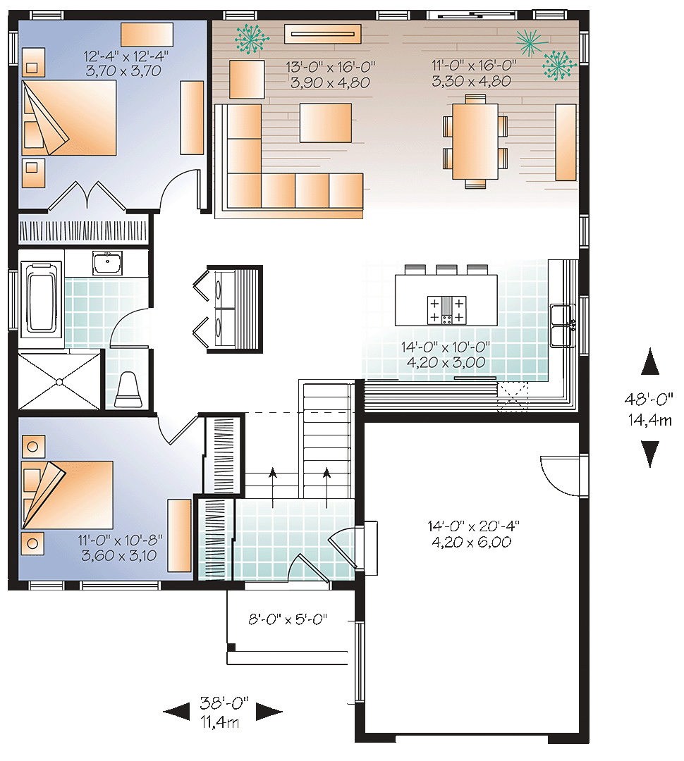 Cape Cod Contemporary Country Craftsman Farmhouse Ranch Level One of Plan 76491