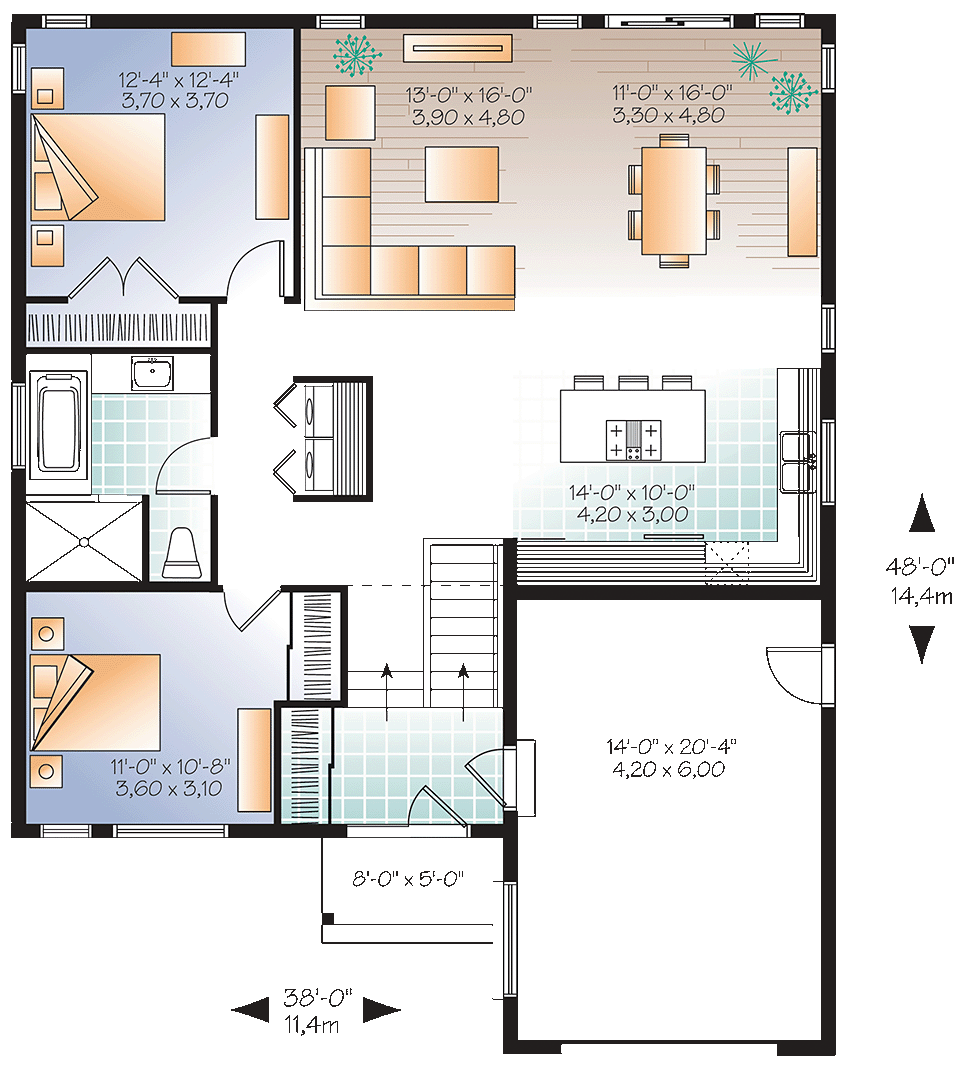 Cape Cod Contemporary Country Craftsman Farmhouse Ranch Level One of Plan 76491