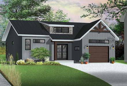 Cape Cod Contemporary Country Craftsman Farmhouse Ranch Elevation of Plan 76491